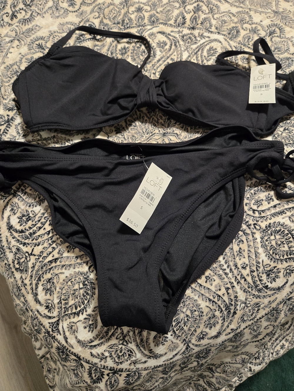 LOFT Solid Black Twist-Front Bikini Set